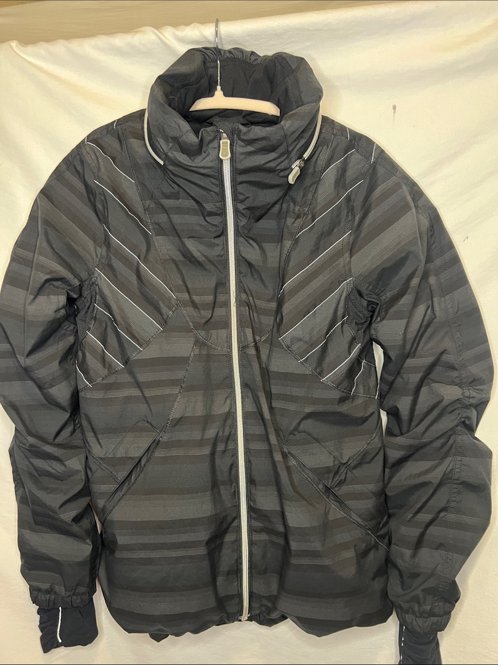 lululemon athletica Black Striped Performance Jacket with Silver Accents